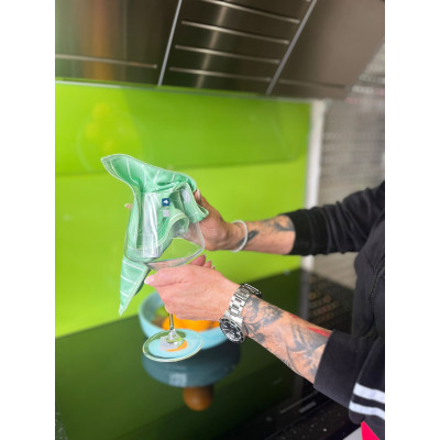 Das neue Bambus Glastuch XXL  6-teiliges Set  in grün mit feinen Linien für optimale Reinigung