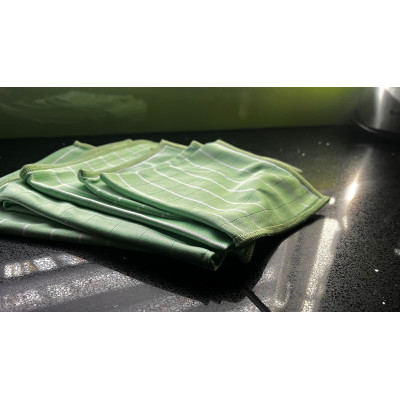 Das neue Bambus Glastuch XXL  6-teiliges Set  in grün mit feinen Linien für optimale Reinigung